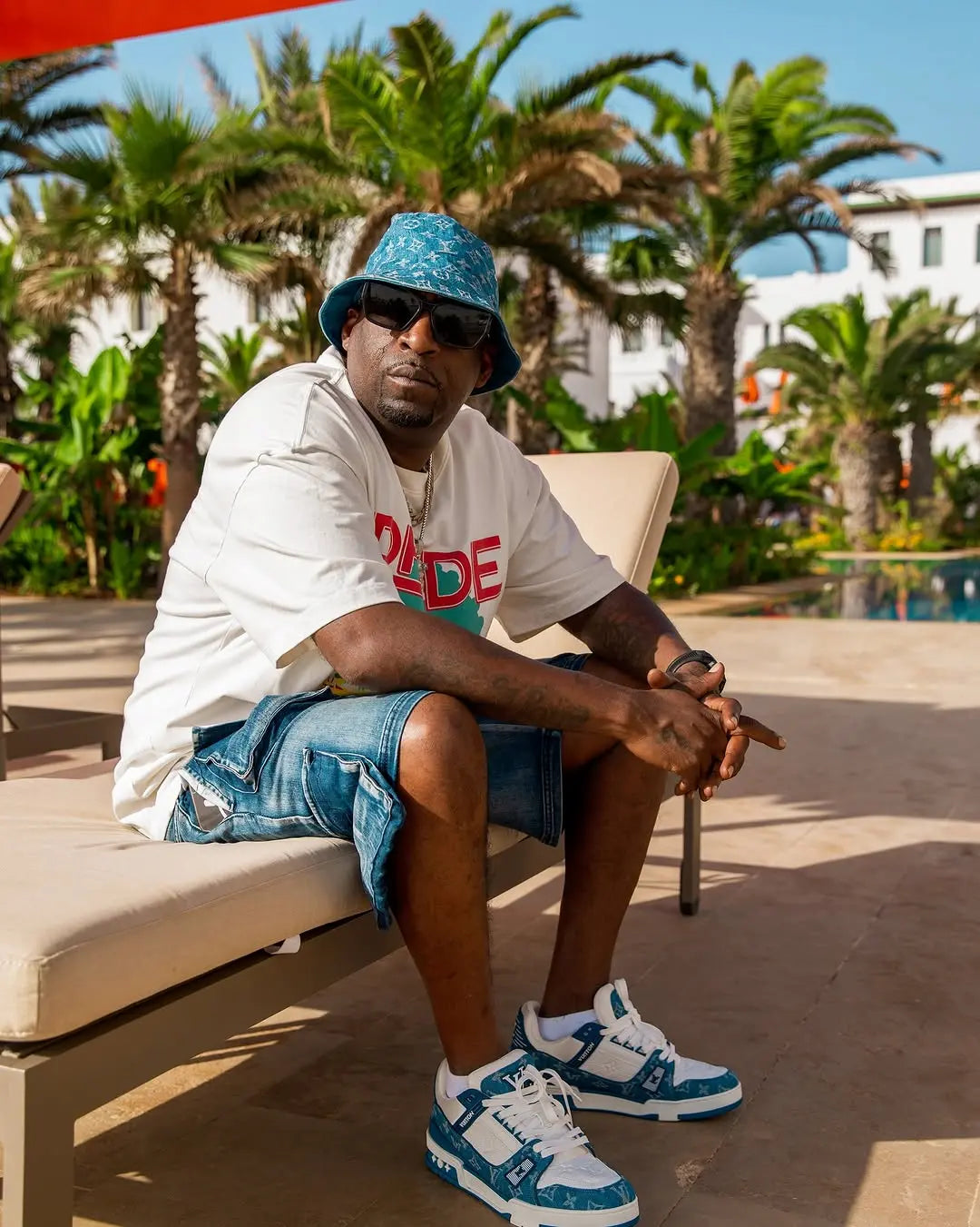 Tony Yayo chills with his Nike x Louis Vuitton